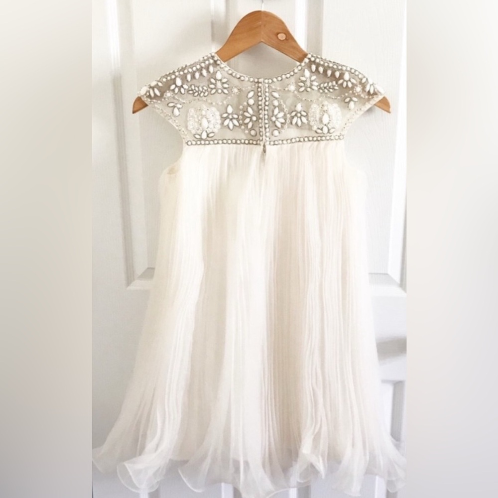 Marchesa kids Ivory Organza formal Dress Embellished Bodice size L exquisite